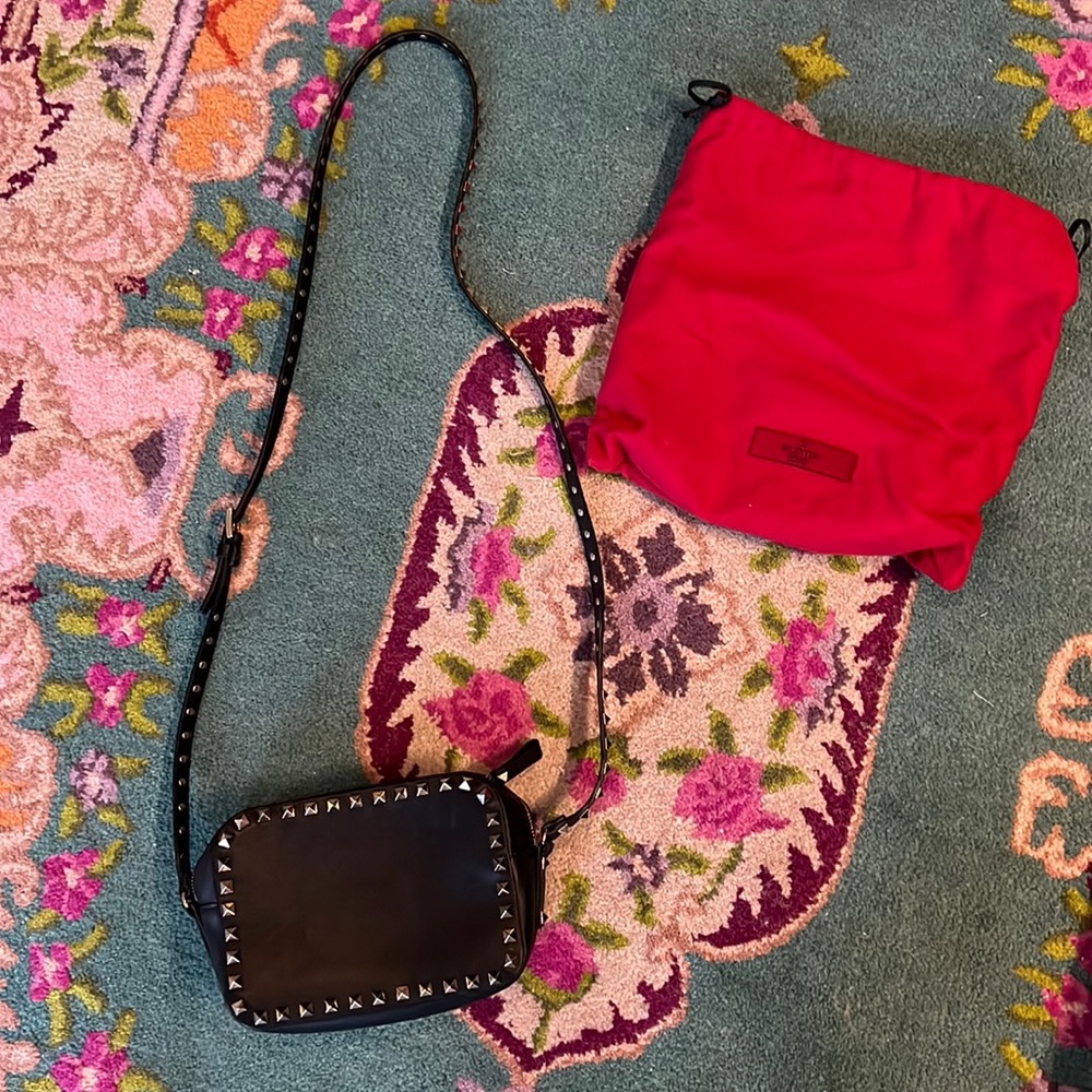Valentino Rockstud Leather Camera Crossbody Bag